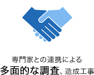 専門家との連携による多面的な調査、造成工事